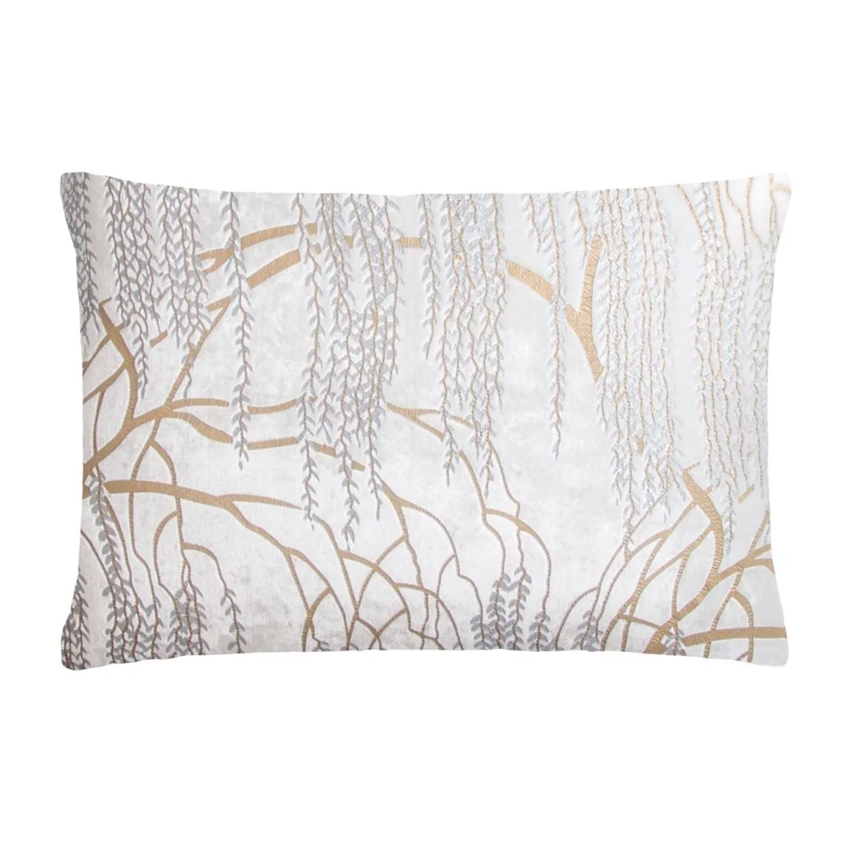 Metallic Willow White Velvet Pillows