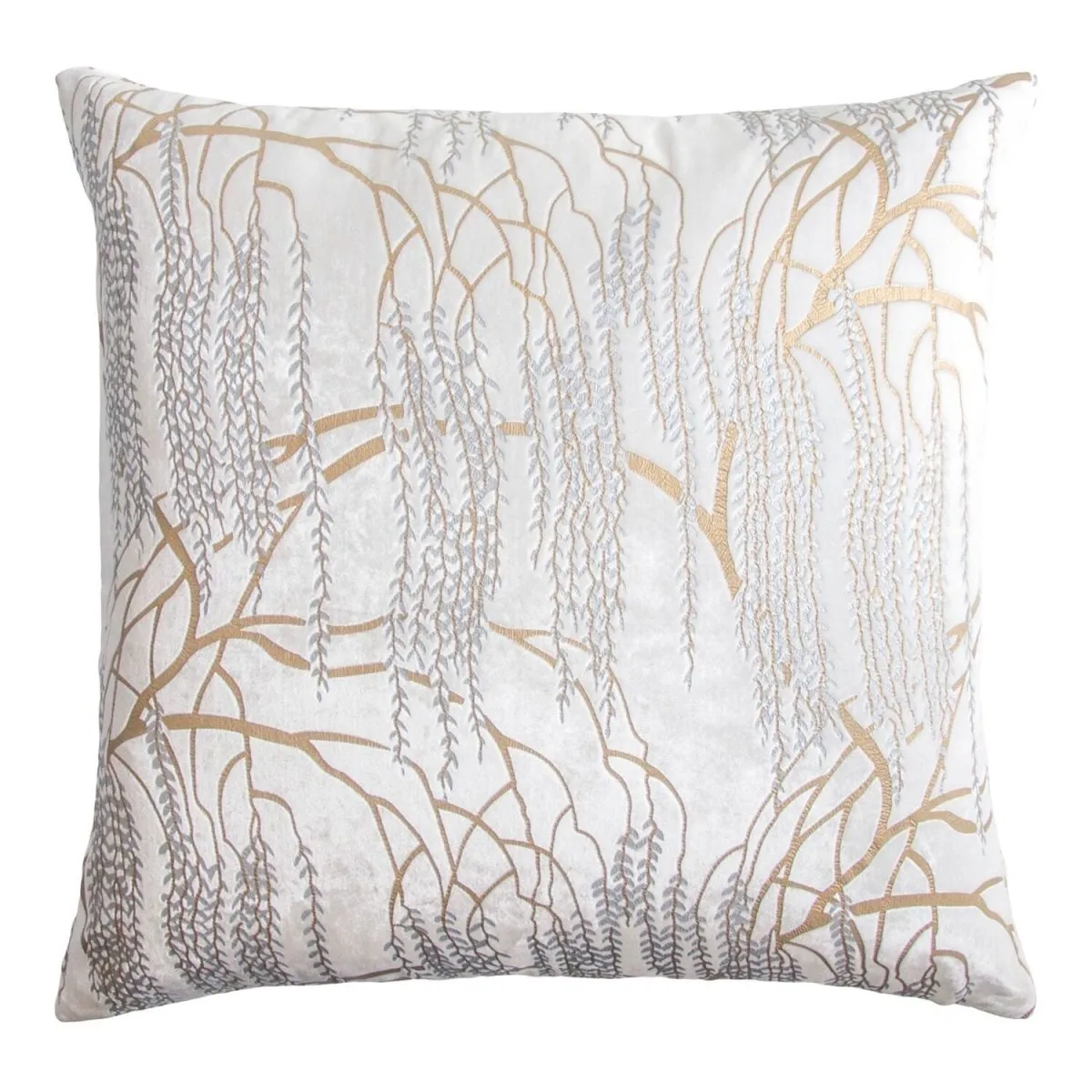 Metallic Willow White Velvet Pillows