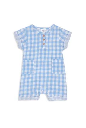 MILKY BLUE CHECK ROMPER