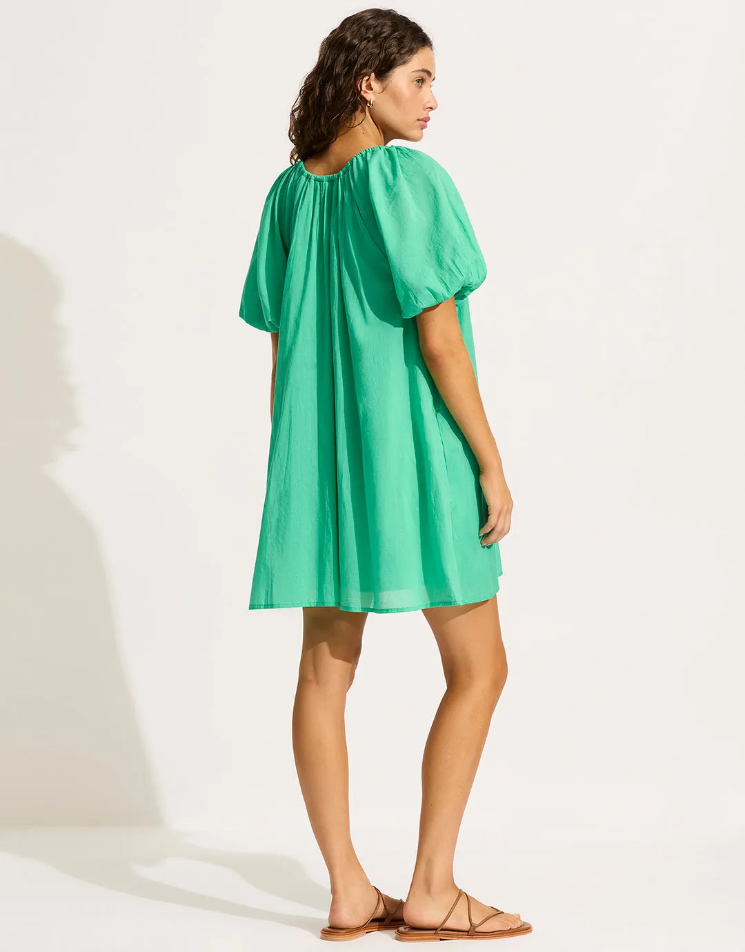 Mini Babydoll Beach Dress - Jade Green