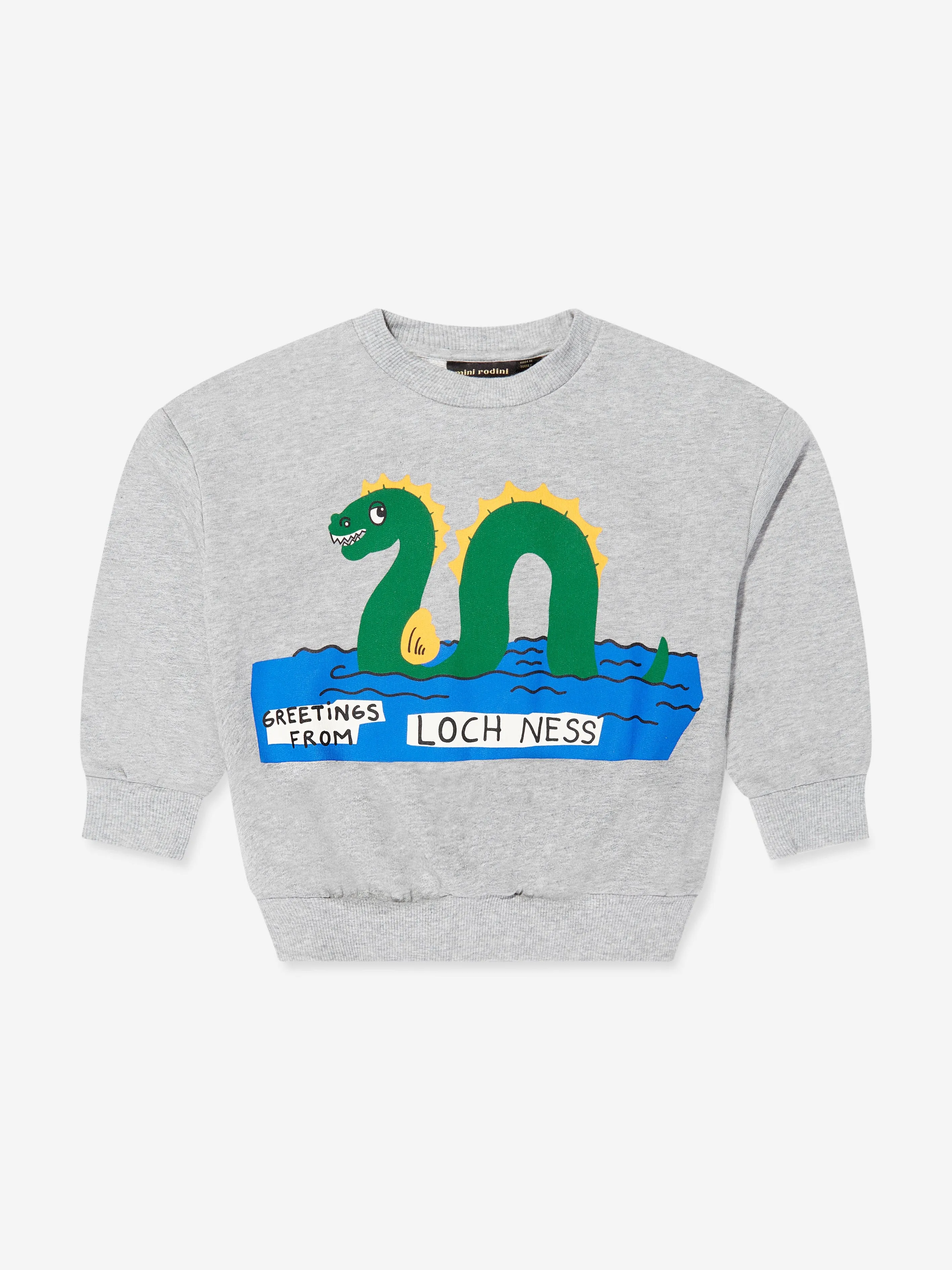 Mini Rodini Kids Organic Cotton Loch Ness Sweatshirt in Grey