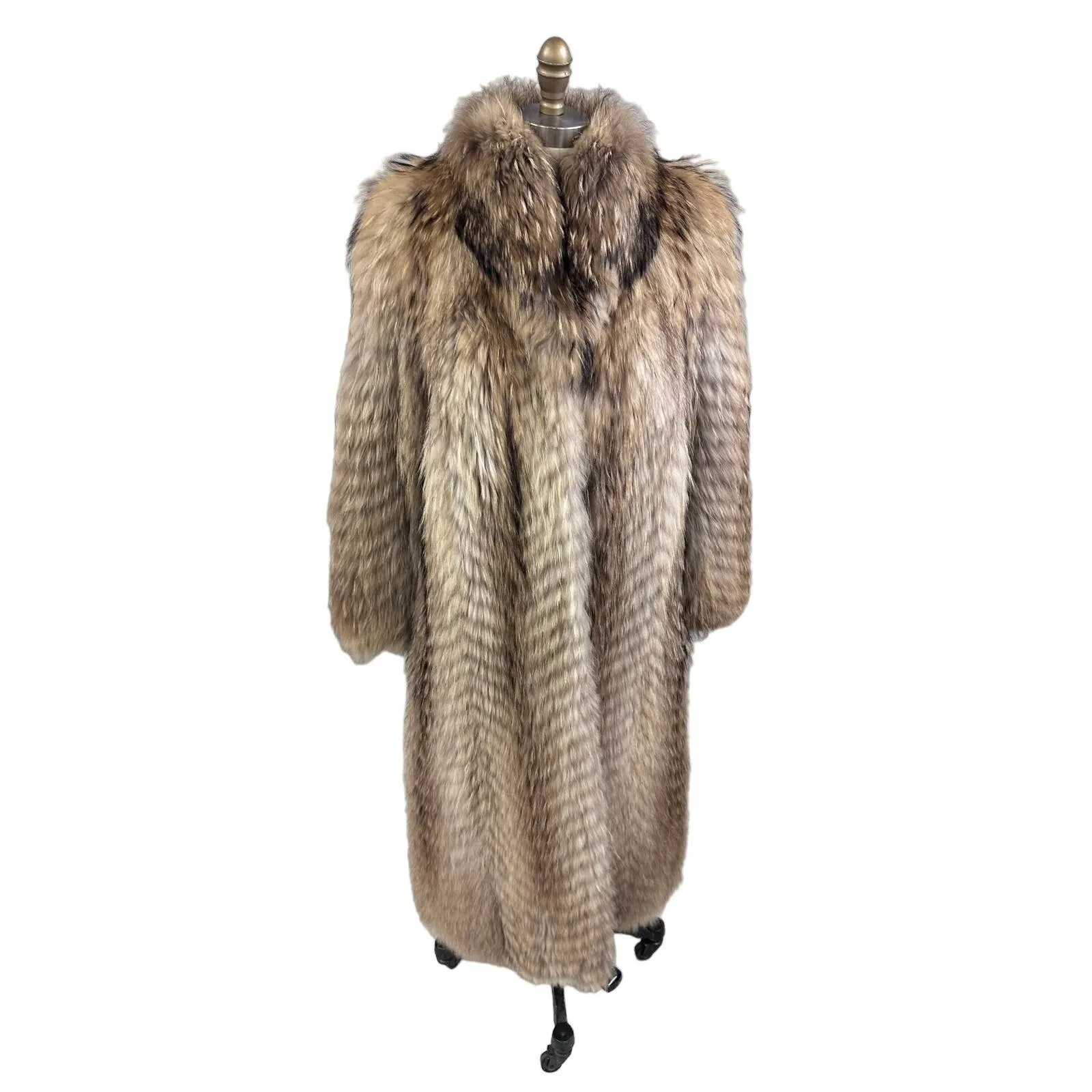 Mob Wife VTG Japanese Tanuki Fur Maxi Coat 1980s Gorgeous condition Sz M