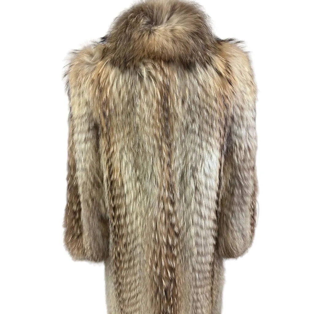 Mob Wife VTG Japanese Tanuki Fur Maxi Coat 1980s Gorgeous condition Sz M