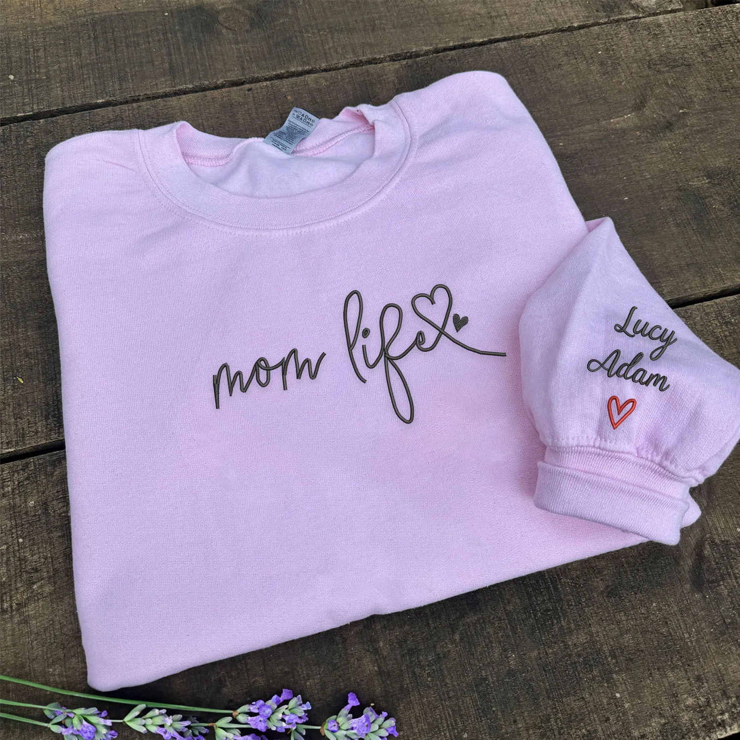 Mom Life Sweatshirt or Hoodie , Embroidered Gift For Mom from Kids