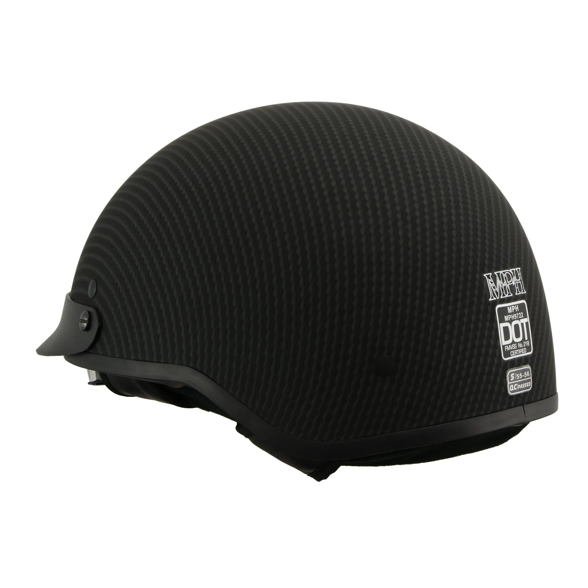 MPH DOT Helmet w/ Drop Sun Visor Carbon Fiber Look Matte Black