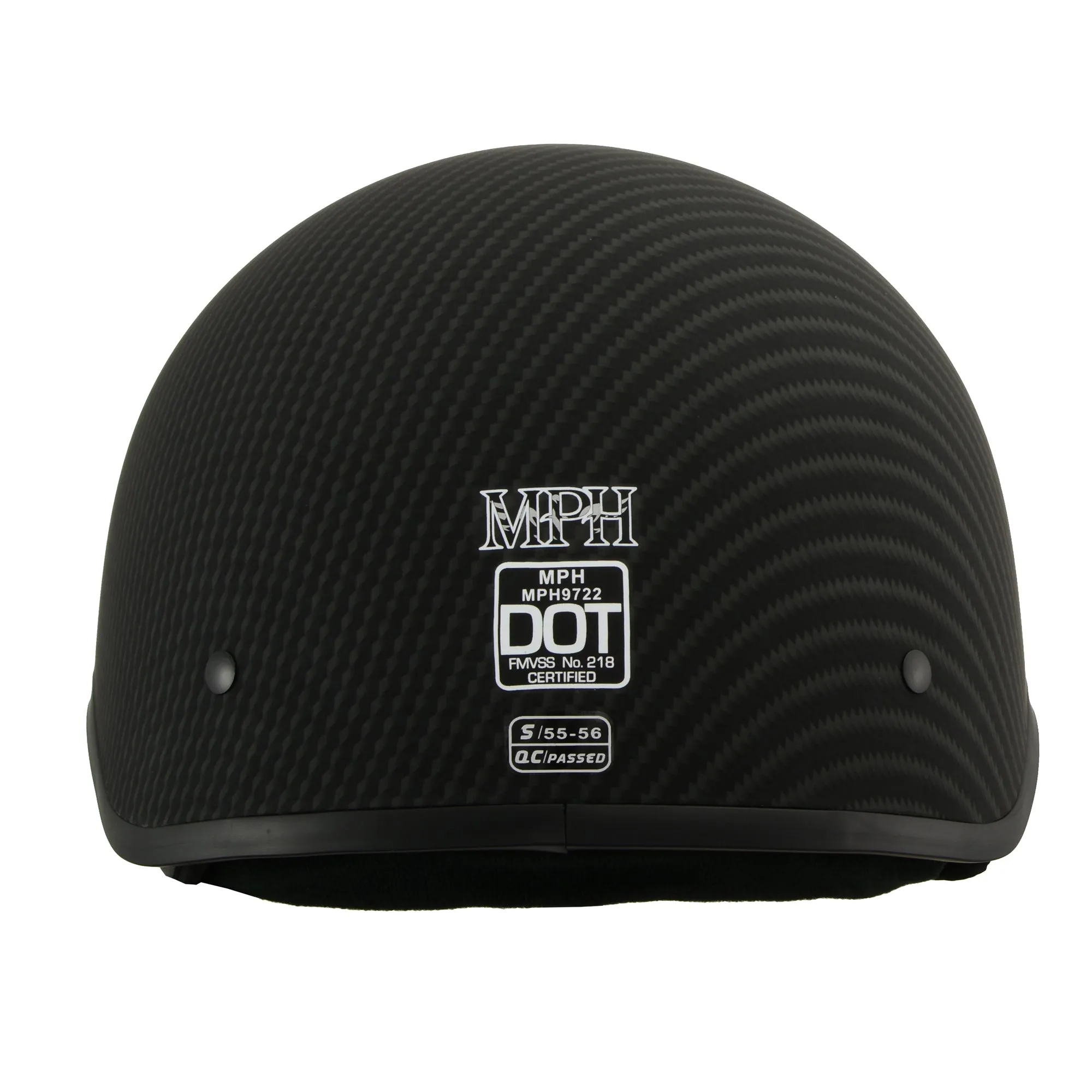 MPH DOT Helmet w/ Drop Sun Visor Carbon Fiber Look Matte Black