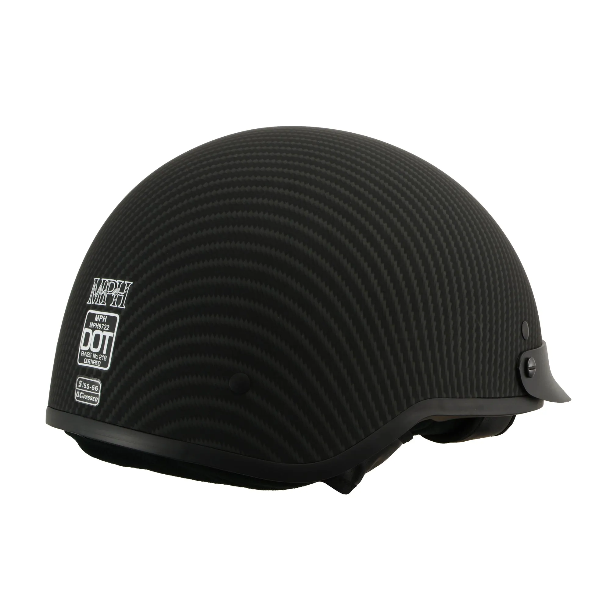 MPH DOT Helmet w/ Drop Sun Visor Carbon Fiber Look Matte Black