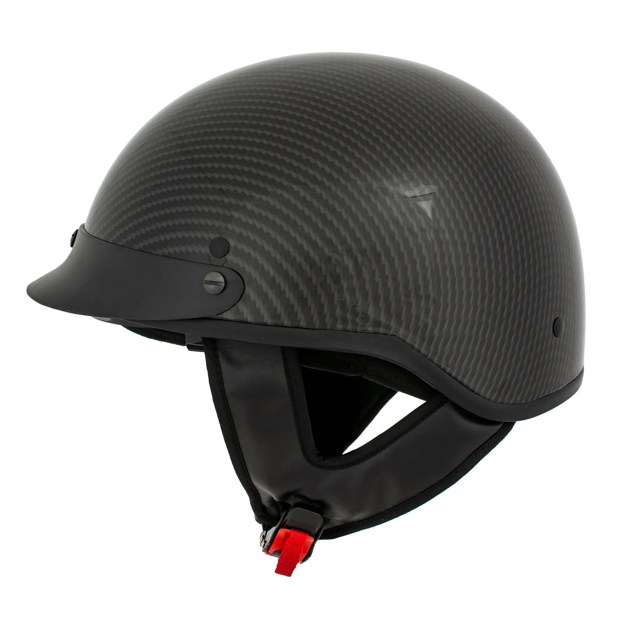 MPH DOT Helmet w/ Drop Sun Visor Carbon Fiber Look Shiny Black