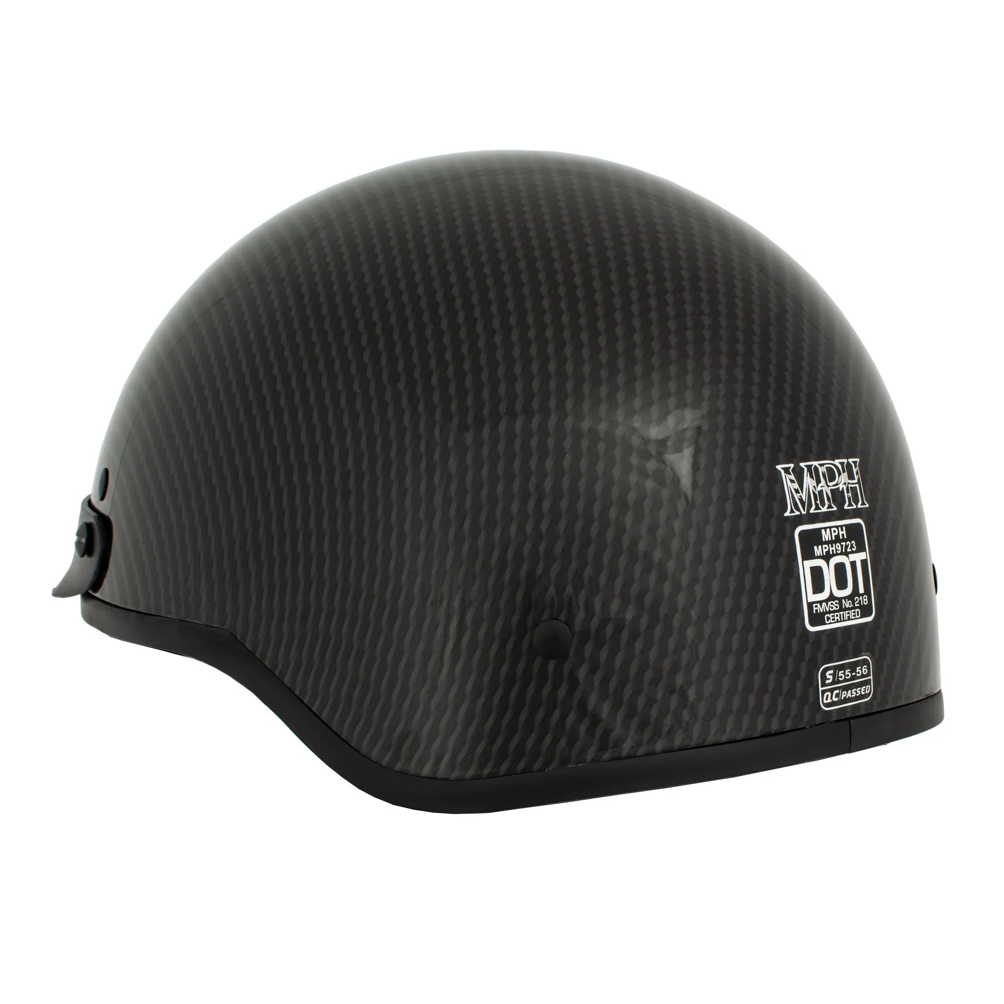 MPH DOT Helmet w/ Drop Sun Visor Carbon Fiber Look Shiny Black