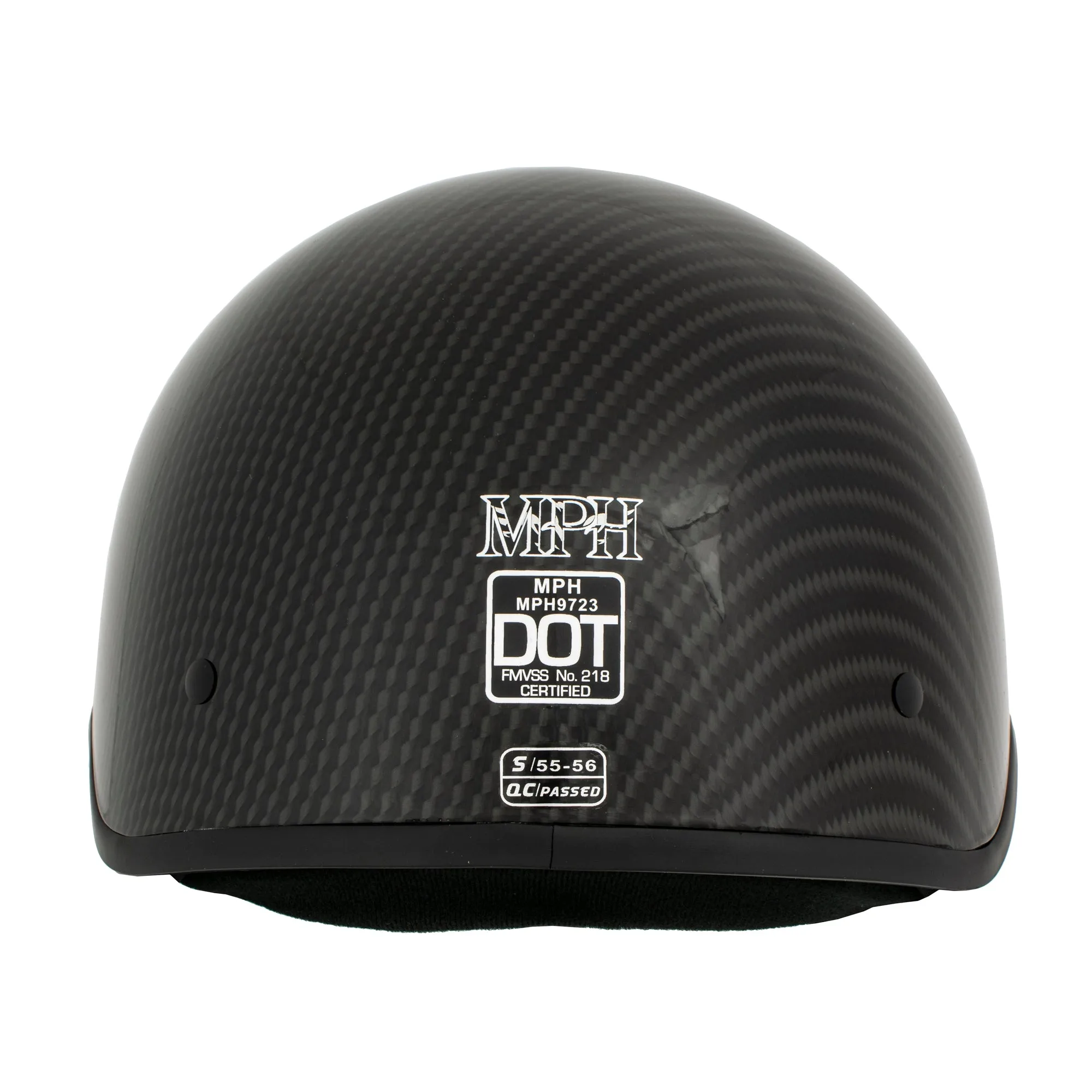 MPH DOT Helmet w/ Drop Sun Visor Carbon Fiber Look Shiny Black