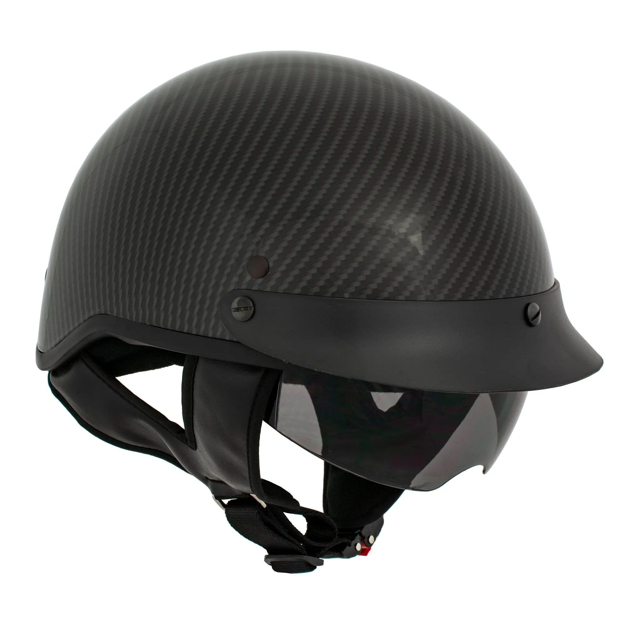 MPH DOT Helmet w/ Drop Sun Visor Carbon Fiber Look Shiny Black