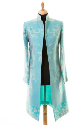 Nehru Coat in Pale Cyan - In Stock Sale