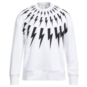 Neil Barrett Fair Isle Thunderbolt Oversize White Sweatshirt