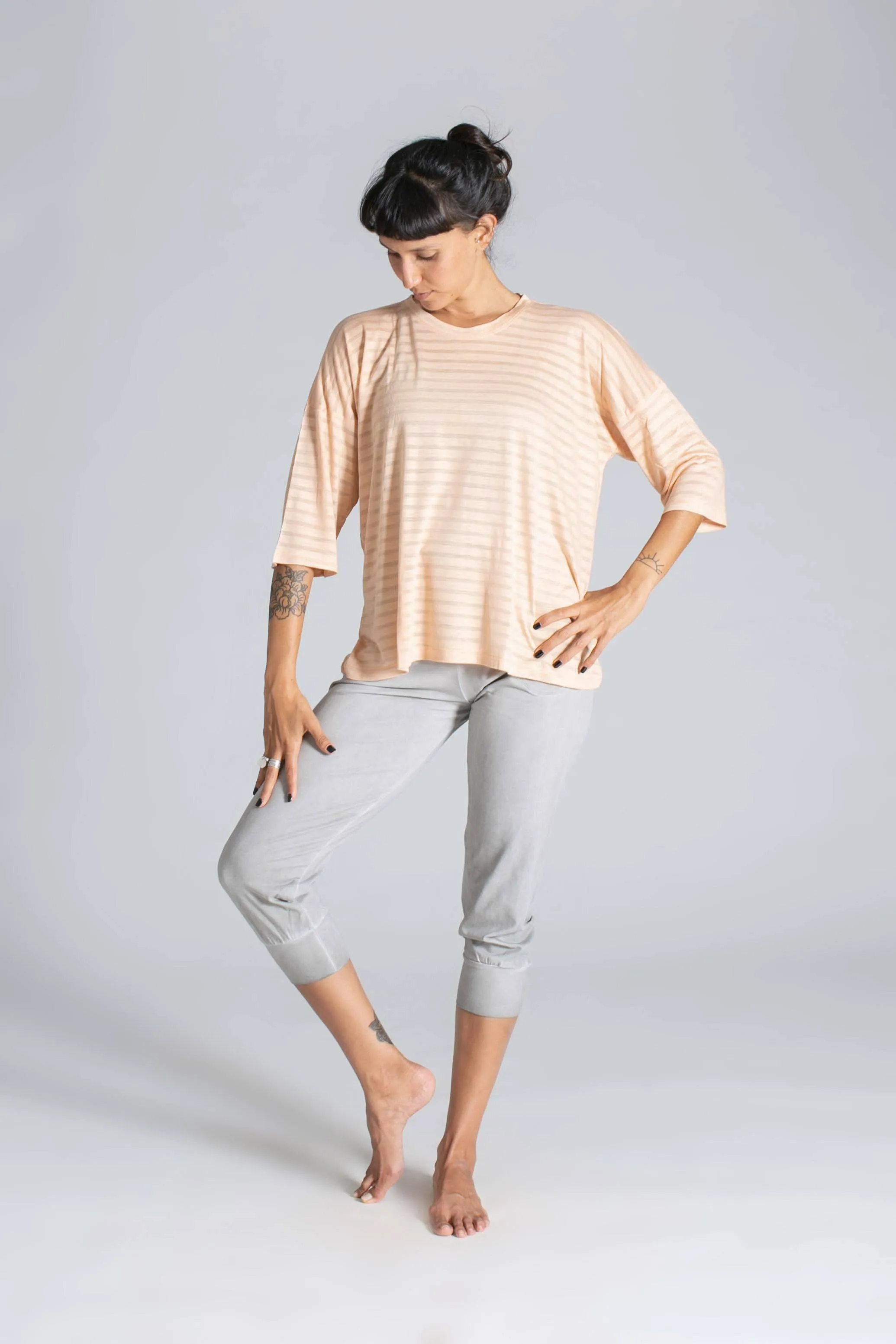 Nude Stripes See-Trough Box T-shirt