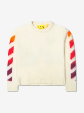 Off-White Girls Arrow Mohair Knit Crew Neck Jumper