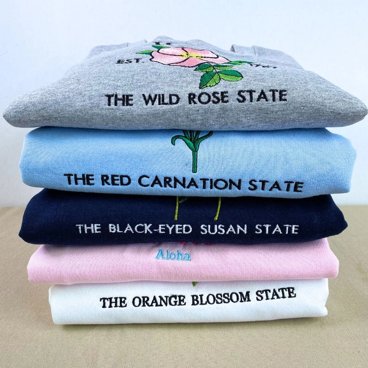 Ohio State Sweatshirt or Hoodie, Embroidered Gift - Est. 1803 Red Carnation Flower