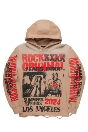 Omer Khaki Distressed Graphic Hoodie