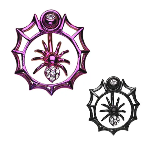 Orbital Metallic Spider Web Belly Button Ring