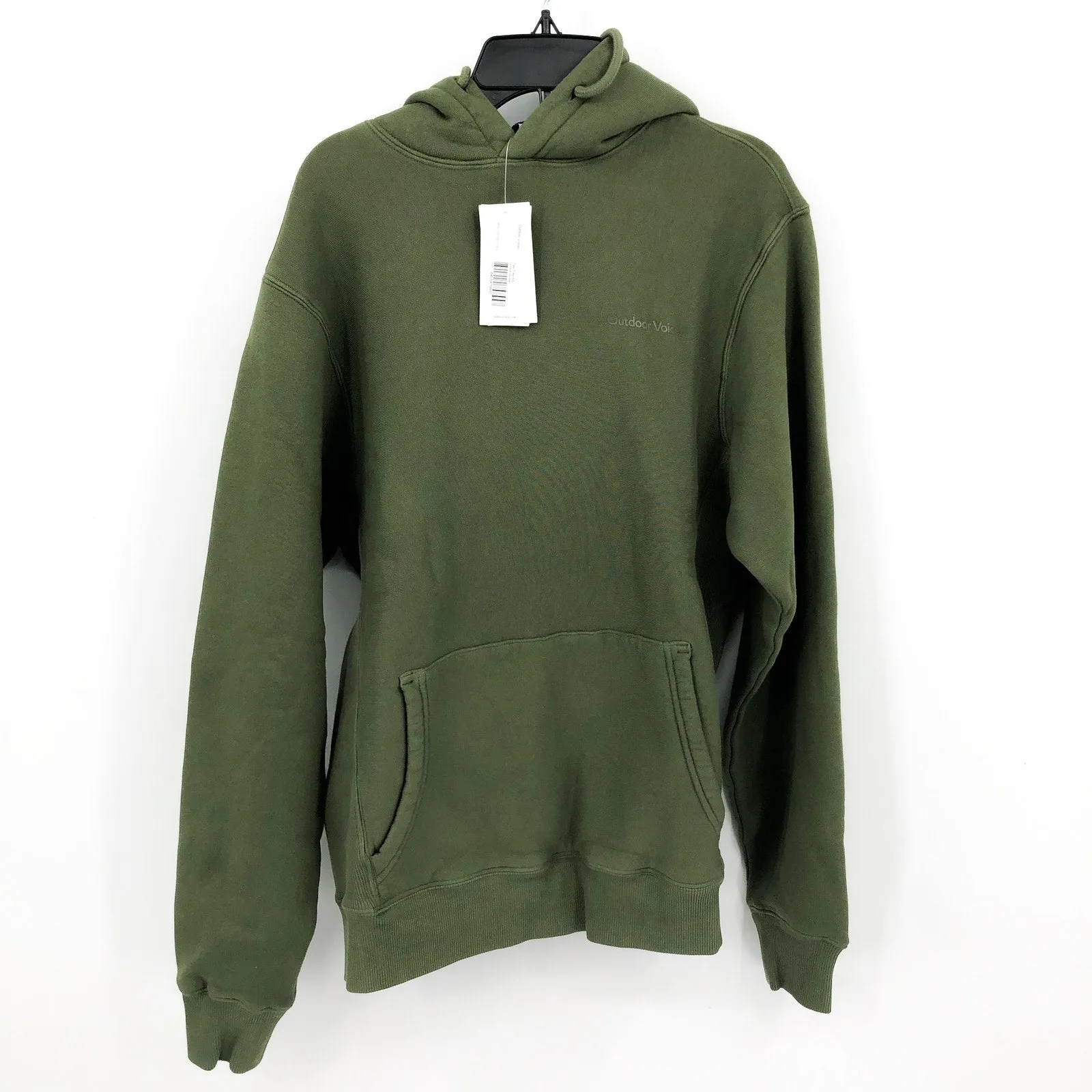 OUTDOOR VOICE Mens Nimbus Hoodie Small Tea Tree Green 100% Cotton Sweatshirt