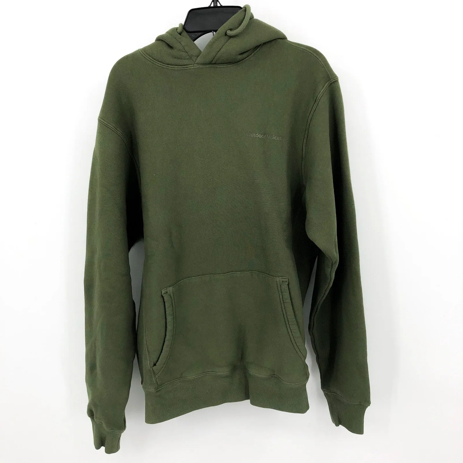 OUTDOOR VOICE Mens Nimbus Hoodie Small Tea Tree Green 100% Cotton Sweatshirt