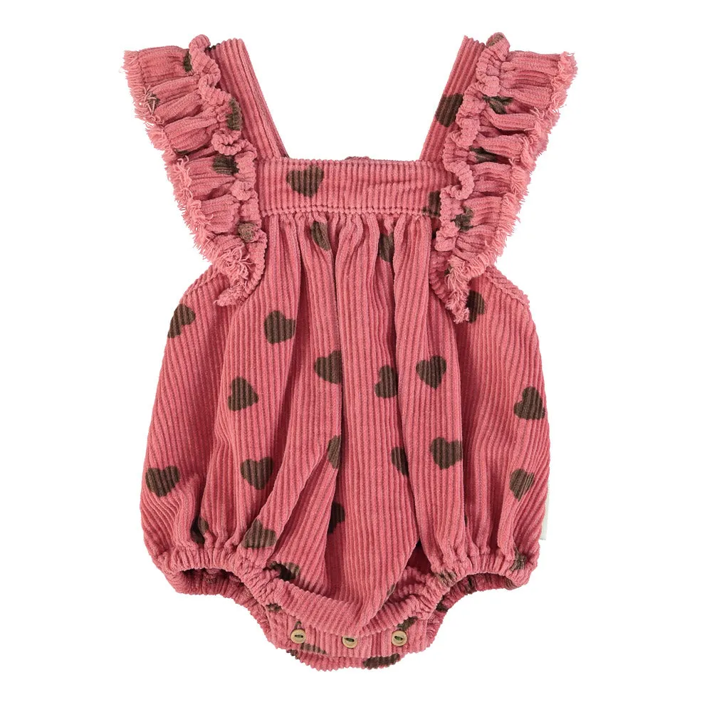 PIUPIUCHICK POMEGRANATE WITH HEARTS ROMPER