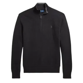 Polo Ralph Lauren Mesh-Knit Cotton Quarter-Zip Jumper Dark Granite Heather