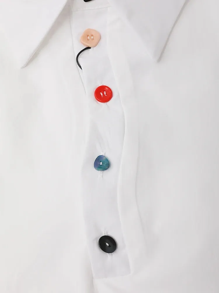 Pre Order:  Candy Colored Button Up Short Sleeved White Shirt