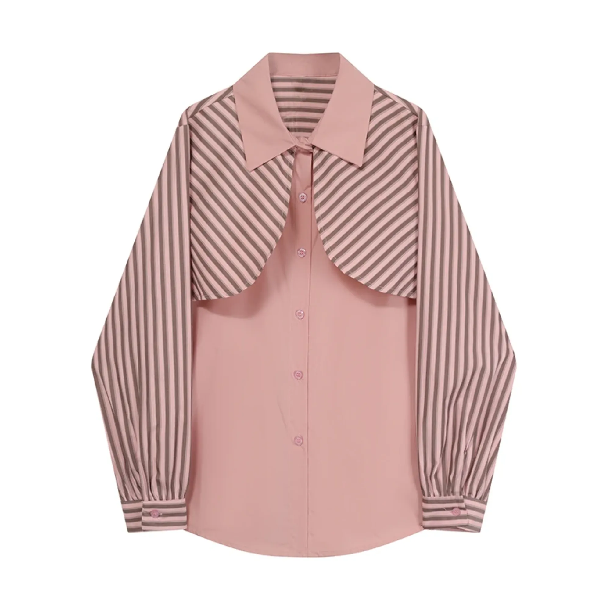 Pre Order:  Pink Stripes Spliced Long Sleeves Top