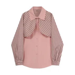 Pre Order:  Pink Stripes Spliced Long Sleeves Top