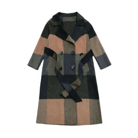 Pre Order:  Plaid Double Breasted Belted Coat