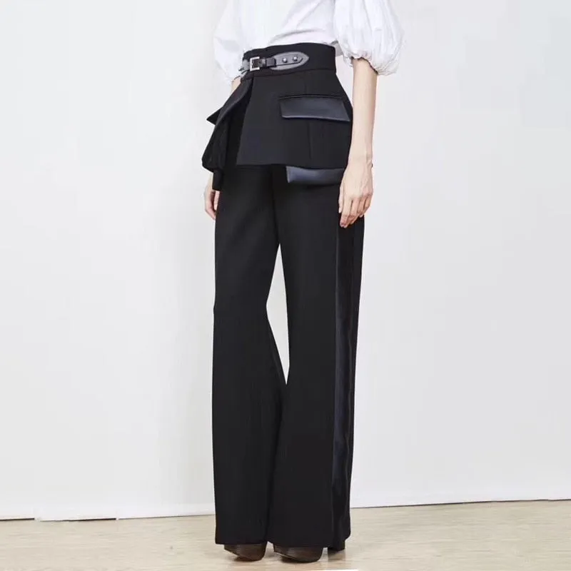 Purpdrank - Women High Waist Wide Leg Pants High Street Pants Trousers Women Two Piece Skirt Pants