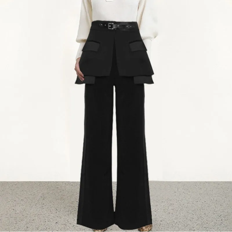 Purpdrank - Women High Waist Wide Leg Pants High Street Pants Trousers Women Two Piece Skirt Pants