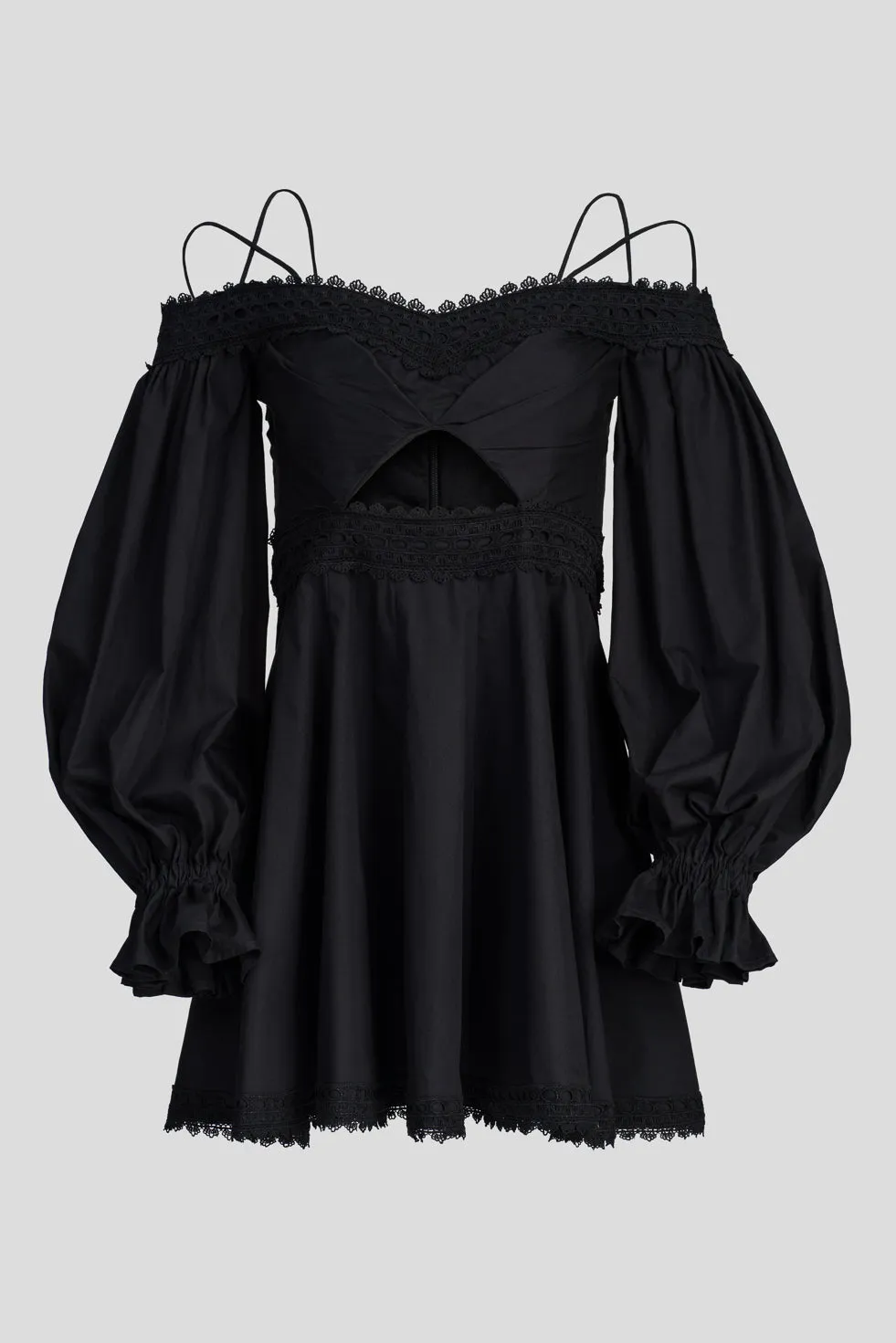 Quinn Black Cotton blend off the shoulder dress