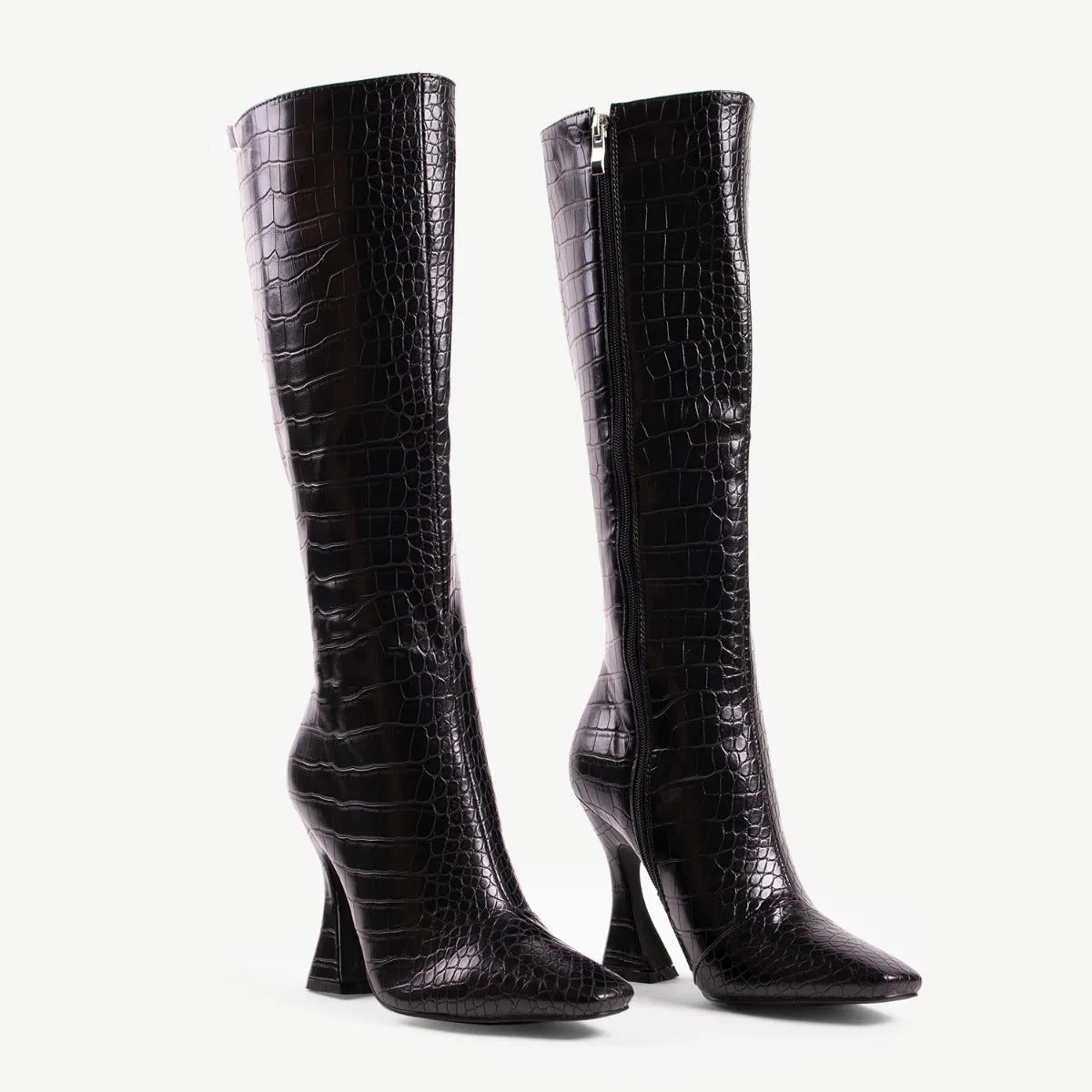 RAID Angelique Long Boot in Black Croc