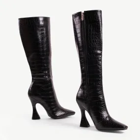 RAID Angelique Long Boot in Black Croc