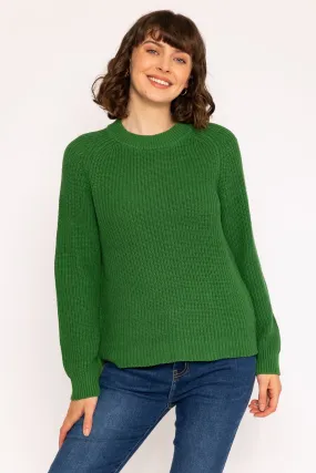 Rib High Neck Knit Jumper in Green