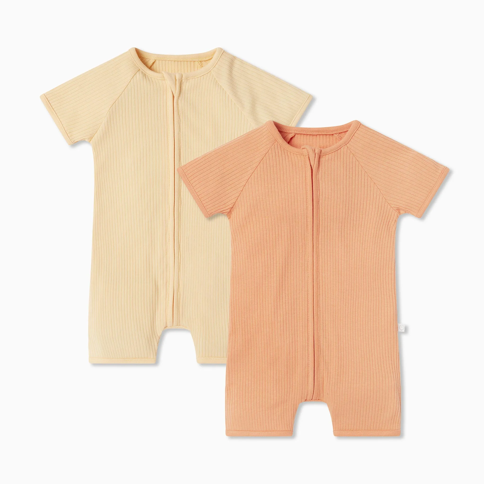 Ribbed Summer Zip Romper 2 Pack