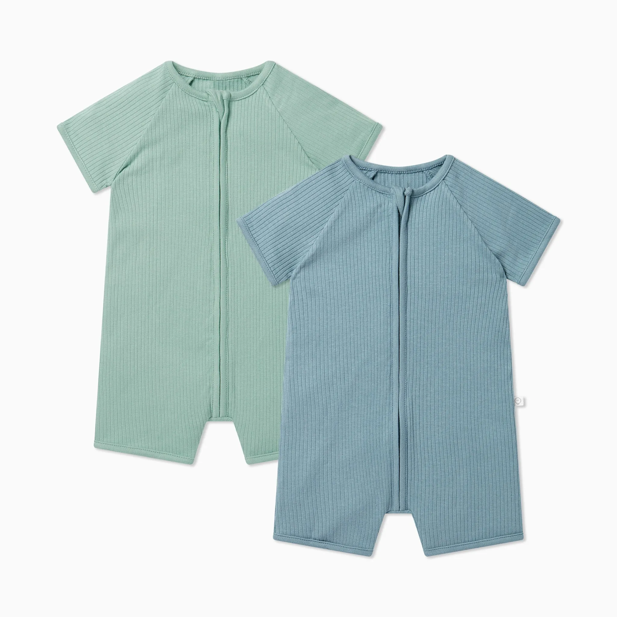 Ribbed Summer Zip Romper 2 Pack