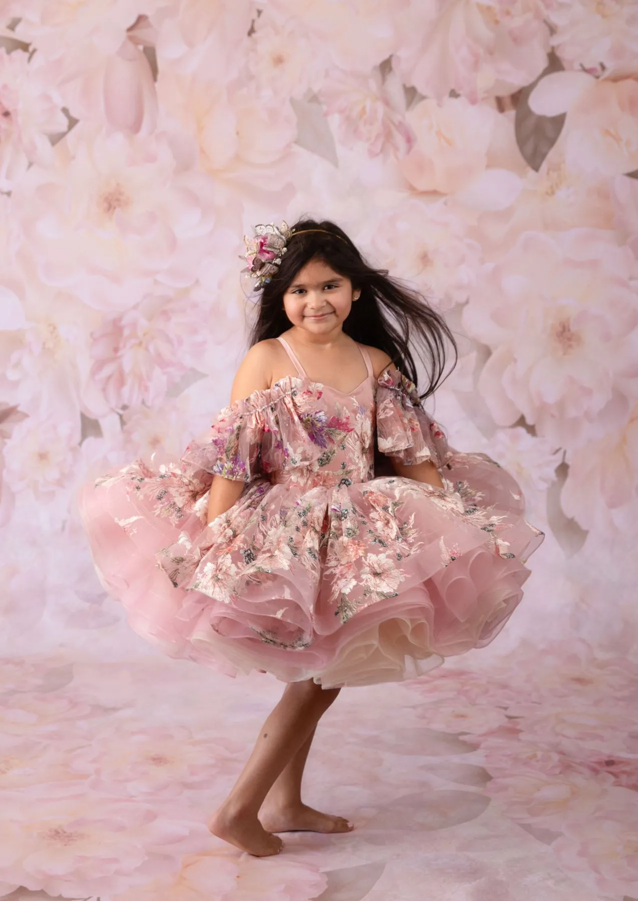 Rts retired rental GUC eady"MARIBEL"- Floral Bouquet - Petal Length Dress (4 Year - Petite 5 Year)