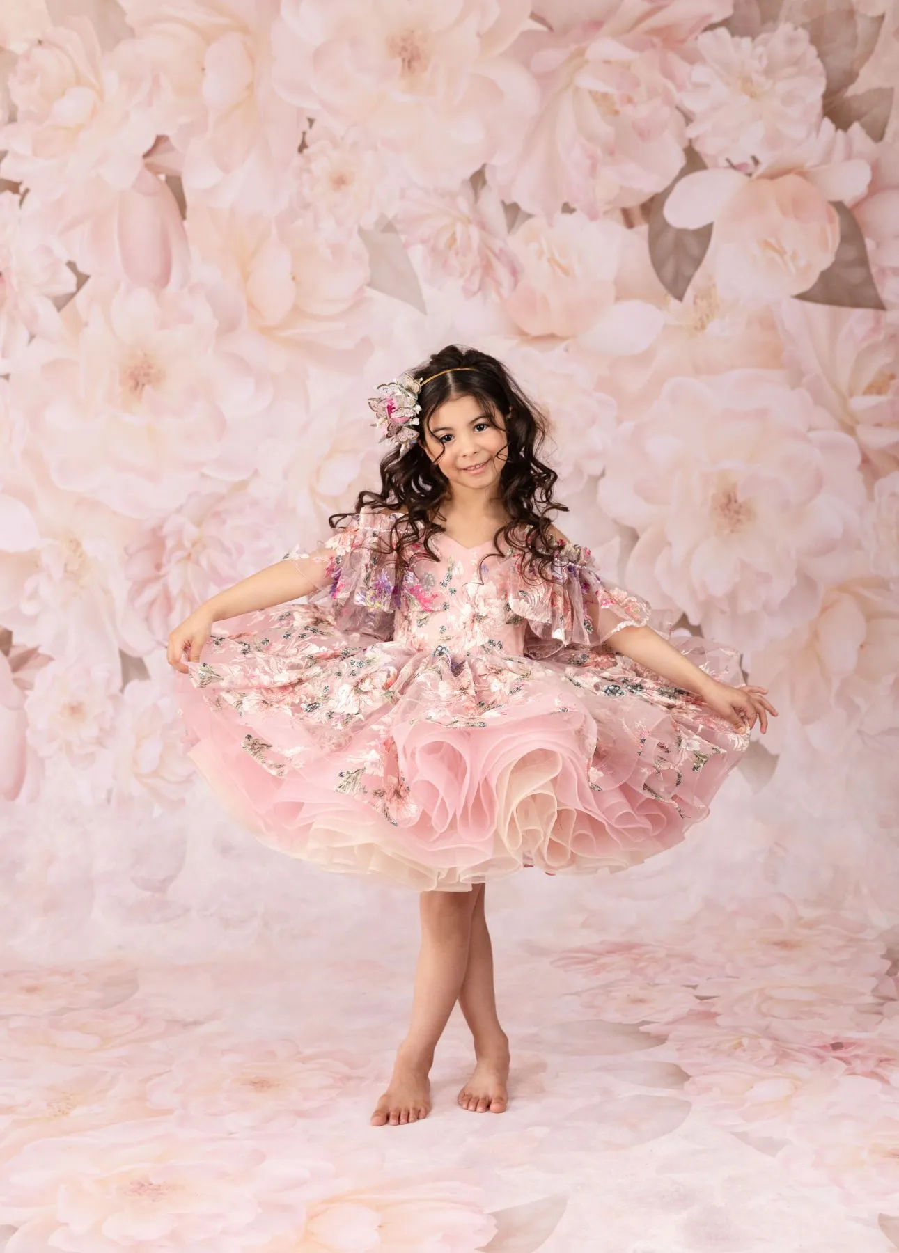 Rts retired rental GUC eady"MARIBEL"- Floral Bouquet - Petal Length Dress (4 Year - Petite 5 Year)