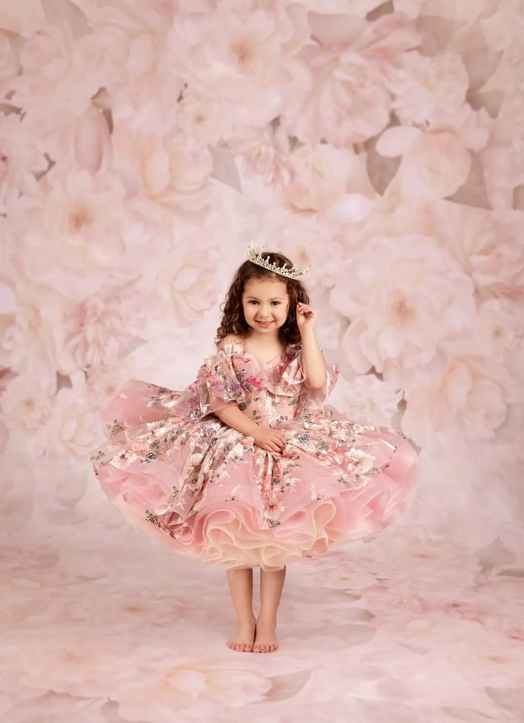 Rts retired rental GUC eady"MARIBEL"- Floral Bouquet - Petal Length Dress (4 Year - Petite 5 Year)