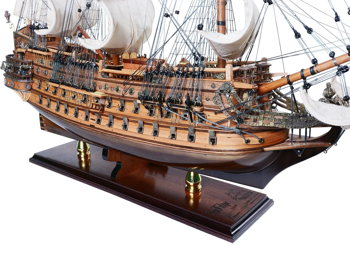 San Felipe Spanish Armada Galleon Tall Ship Medium Wood Model Limited Edition Full Crooked SailsSailboat Assembled