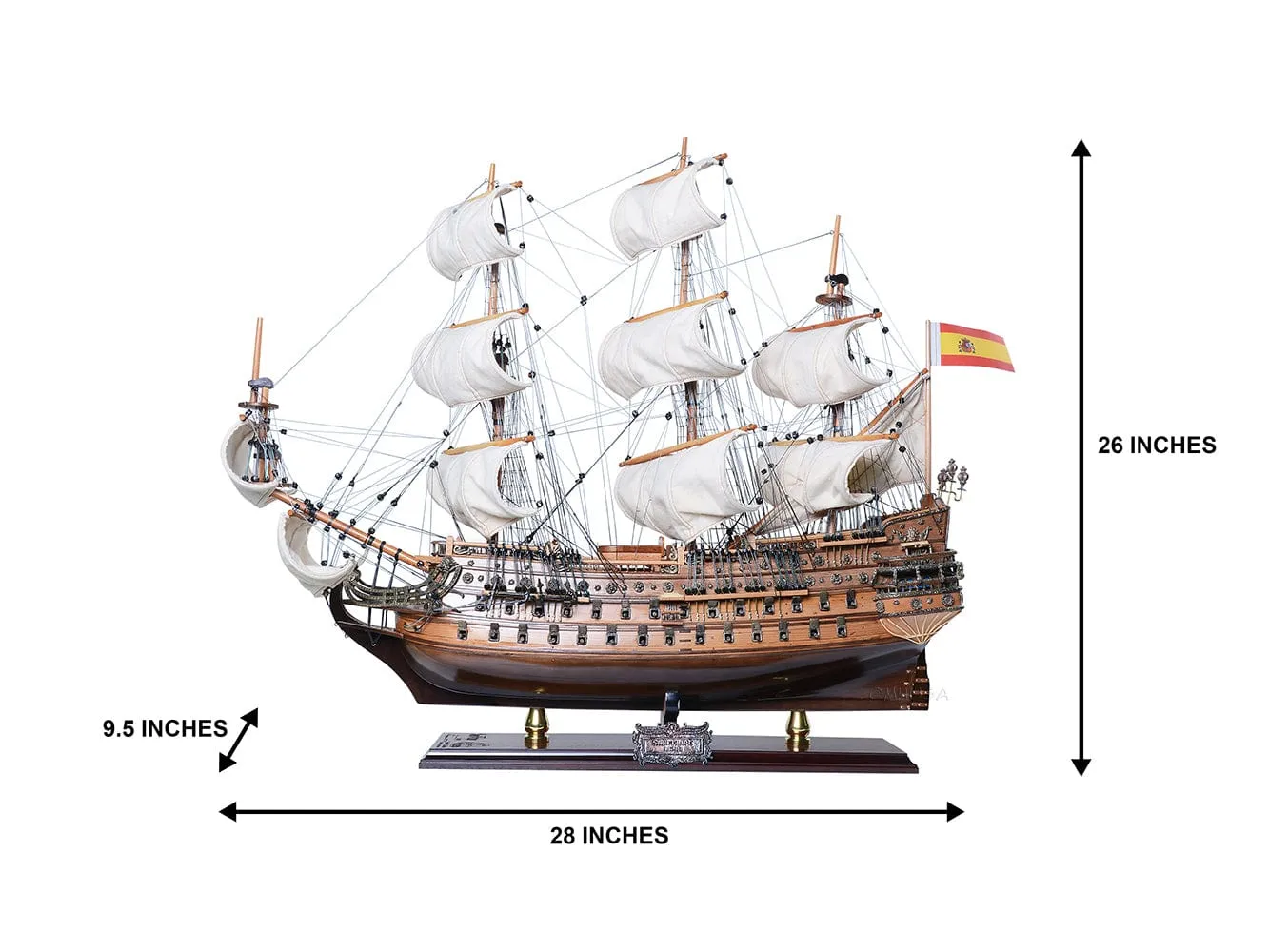 San Felipe Spanish Armada Galleon Tall Ship Medium Wood Model Limited Edition Full Crooked SailsSailboat Assembled