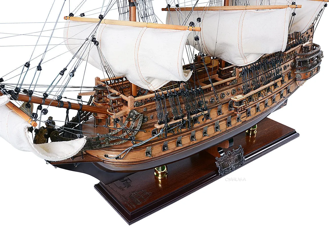 San Felipe Spanish Armada Galleon Tall Ship Medium Wood Model Limited Edition Full Crooked SailsSailboat Assembled