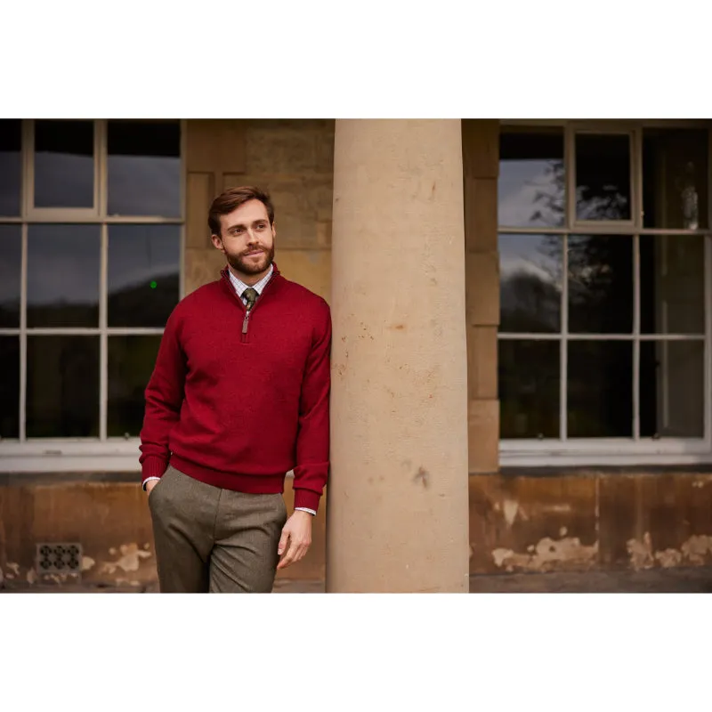 Schoffel Lewis Lambswool 1/4 Zip Mens Jumper - Deep Red