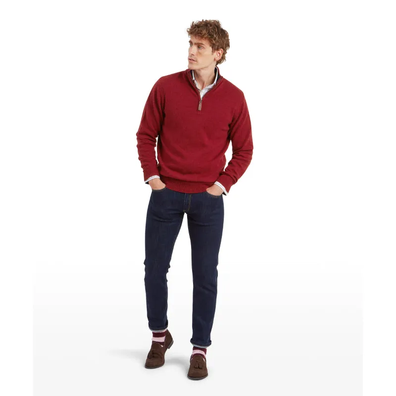 Schoffel Lewis Lambswool 1/4 Zip Mens Jumper - Deep Red