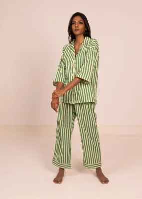 Sharan Boxy PJ Set - Green Stripes