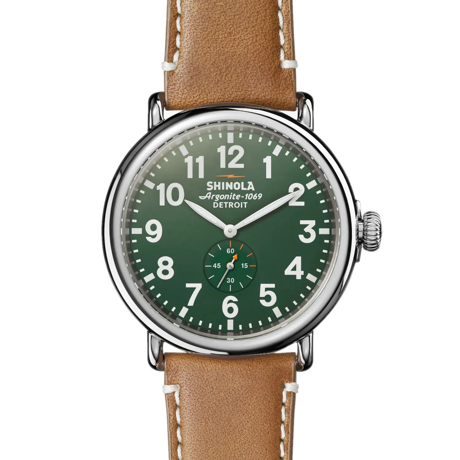 Shinola 47MM Runwell Green Dial Maple Leather Unisex Watch S0110000038