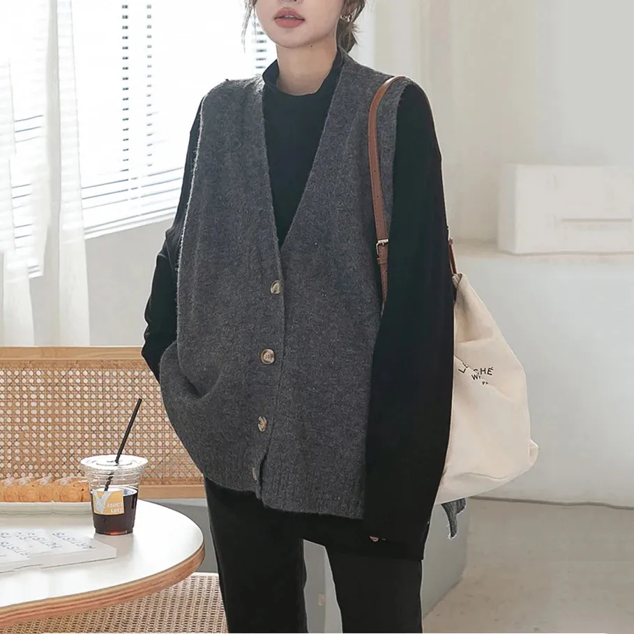 Solid Color Classic Cardigan Vest Women's V-Neck Sleeveless Waistcoat Maternity Knitwear Pregnant's Top Great Quality C-179