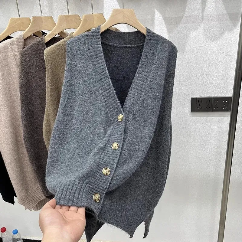 Solid Color Classic Cardigan Vest Women's V-Neck Sleeveless Waistcoat Maternity Knitwear Pregnant's Top Great Quality C-179